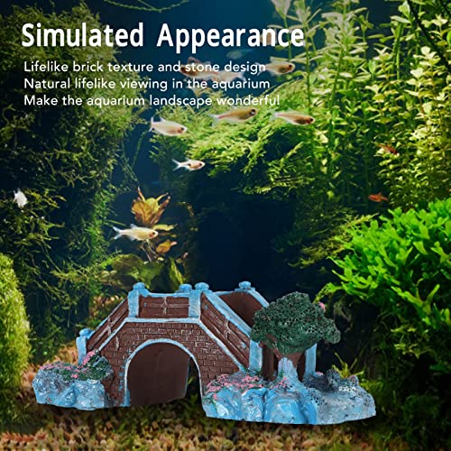 Fish Tank Bridge Ornament, Lifelike Brick Texture Stone Design, Compact Size, for Aquarium Landscaping