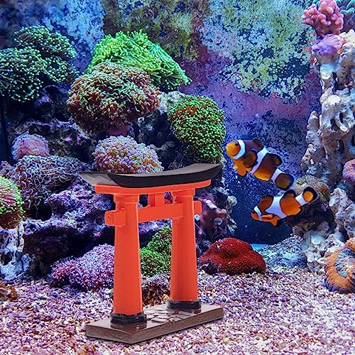 HANABASS Japanese Torii Gate Miniature Shrine Fairy Garden Decor Zen Garden Japan Torii Gate Bridge Landscape Ornament for Aquarium Fish Tank Decor