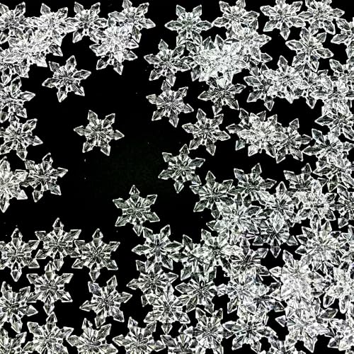 HappyFiller 114 PCS Clear Mini Acrylic Snowflake No Holes Vase Fillers,Table Scatters,Sensory Bin Filler Gems,Home Centerpieces,DIY Arts Crafts - color: Clear