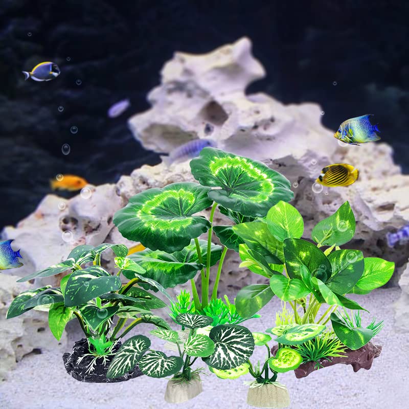 5Pack Tall Aquarium Plants - Reptile Habitat Plants Realistic Silk Fake Betta Fish Tank Decor for Terrarium Aquascaping - color: B-5pcs Set/Green
