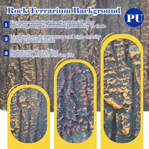PINVNBY Reptile Terrarium Cork Background,17.72x11.02 Inches 3D Bearded Dragon Tank Backgrounds Wall Reptile Stereo Backdrop Amphibian Habitat Climbing Board Decoration for Lizard Gecko Reptile Turtle - color: 【CORK】