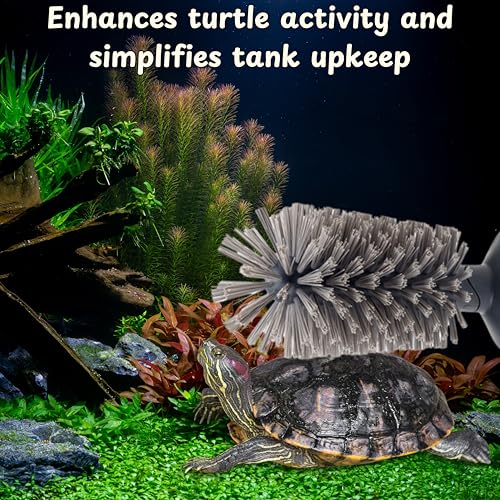 Turtle Shell Cleaning Suction Brush Tank, Turtle Scratcher for Tank Shell Cleaner with Suction Cup and Handheld Back Scratcher Remove Mud Dirt, Tortoise Habitat Accessories (Gray) - color: Gray