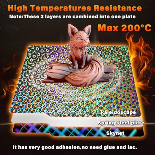 New Upgraded Build Plate for Bambu Lab X2D/A1/X1C/X1/X1E/P1P/P1S/P2S Build Plate 3D Printer, Smooth Kaleidoscope+Smooth Skynet Spring Steel Plate Flexible Plate 257x257mm for Bambu 3D Printers - color: H5H(Kaleidoscope+Skynet), size: For X2D/P2S/ X1/X1C/X