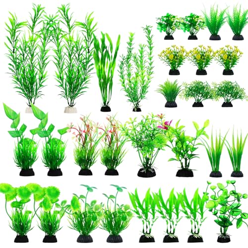 CousDUoBe 30pcs Fish Tank Accessories Aquarium Decorations Green Plants, Fish Tank Decor, Aquarium Decor Plastic Plants - size: 30Pack (2inch to 12.3inch)
