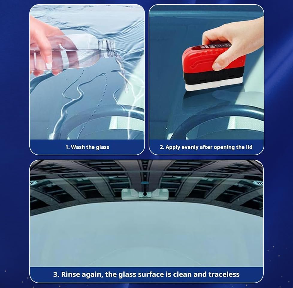 3PCS Upgrade 2.0 Clear View Glass Cleaner, Oil Film Cleaning Brush for Automotive Windows, Clear Sight Car Windshield Cleaner Tool, Universal Cleaning Wipe Board(Red) - color: Red
