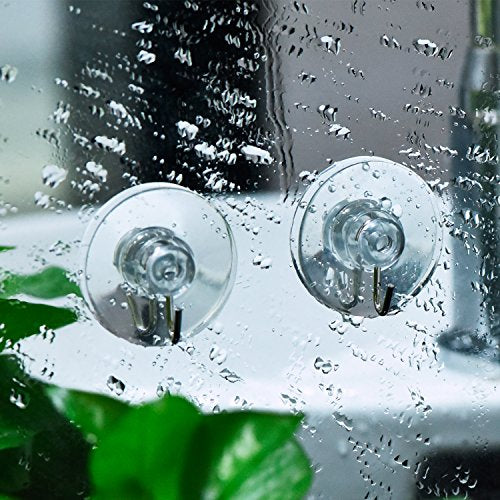 Mudder 24 Pcs Suction Cup Hooks Wall Clear Suction Cups with Metal Hooks Window Hangers for Glass Wall Towel Hangers Supplies Bathroom Glass Kitchen Decorations,3 lbs (45 mm)