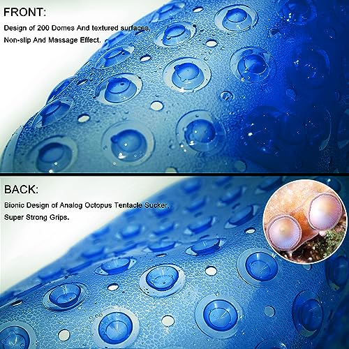 TEESHLY Bathtub Mats for Shower Tub, Extra Long Non-Slip 39 x 16 Inch Bath Mat with Drain Holes and Suction Cups, BathMat for Bathroom with Machine Washable (Clear Blue) - color: Clear Blue