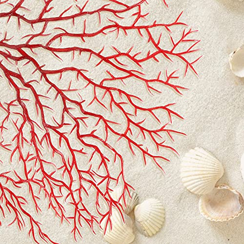 Piutouyar 2Pcs Sea Fan Coral Decorations, Red Simulation Sea Coral Branch for Aquarium Ornament Fish Tank Landscape (11.8inch+6.7inch) - color: Red