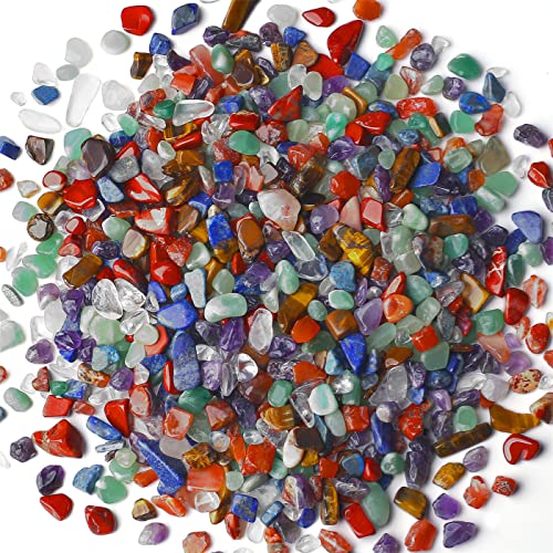 7Chakra Aquarium Gravel Rocks Natural Tumbled Healing Crystal Chips Bulk Gemstones Tumbled Crushed Stones for Fountain Vase Filler Planters Decorative Fish Tank Potted Reiki Energy Balancing 0.44lb - color: Mix-color, size: 0.44 Pound