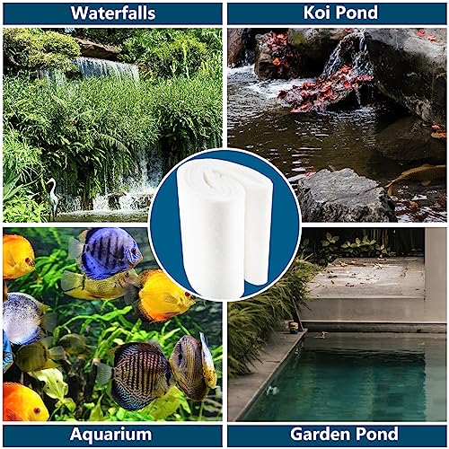 RINOO White Koi Pond Filter Pad Fine Bulk Roll- Cut to Fit - Durable Fish Pond Filter Media - Water Garden Aquariums Filter Material - 118" (9.8 ft) x 12" x 3/5" - 4/5" Thickness - size: 9.8 ft Long 12" Wide - 1 Pack