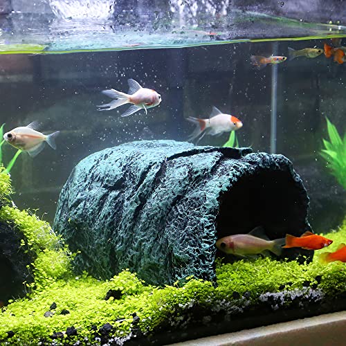 Hide Cave Aquarium Decorations-Premium Resinous Natural Hideout Fit for Aquariums & Terrariums, Reptiles, Amphibians, Fish Playground
