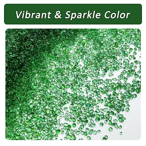 BXI 2.2 Lbs Small Aquarium Substrate Gravel Sand, Polished Smooth Fish Tank Gravel, Colorfast Uncoated Vibrant Blue Sea Glass, Decorative Stones for Vase Fillers, Fairy Garden, Potted Plants - color: Green Glass Sand, size: 2.2 lbs, 0.04''-0.12''(Mini)