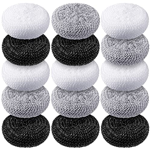 Blulu Plastic Dish Scrubbers for Dishes Pot Round Nylon Pad, Mesh Scouring Non Scratch Pads(Simple Colors,15 Pcs) - color: Simple Colors