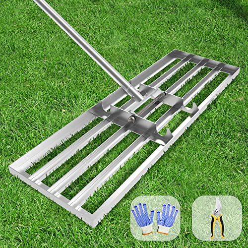 Lawn Leveling Rake 45"x10" Lawn Leveler Ground Full Stainless Steel Leveling Landscape Rake Topdressing Spreader Levelawn Tool for Backyard, Garden, Golf Couse, Farm, Pasture - size: 45x10inch-6.5 FT