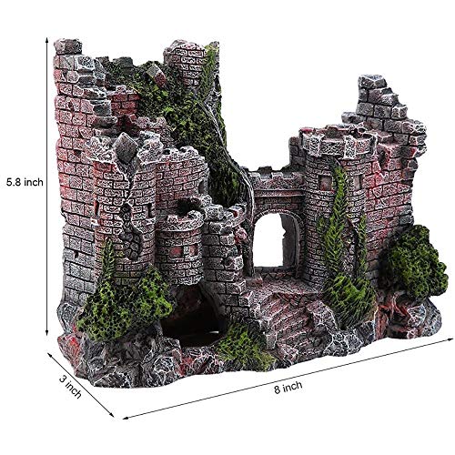 Large Fish Tank Decorations Castle Aquarium Decorations Large Resin Coral Castle Ornaments Fish House Breed Tank Decor for Marine Betta Fish Tank Landscape