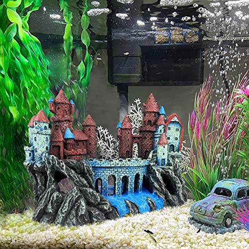 Aquarium Castle Decoration for Fish Tank Castle Cave Hideouts House Plants Supplies Accessories Safe for Freshwater and Saltwater Fish Tanks – Medium (Brown) - color: Age-of-Magic Wizard’s Castle [ Brown ]