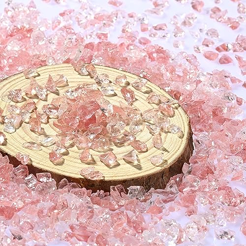 Crushed Glass for Crafts,Resin Art.Pink Broken Glass Piece Decor.Crush Glass for Vase Filler Art,Bar,Fish Tank,Garden Decoration. (3-6mm,1.2pound) - color: Pink