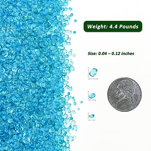 BXI 4.4 Lbs Small Aquarium Substrate Gravel Sand, Polished Smooth Fish Tank Gravel, Colorfast Uncoated Vibrant Blue Sea Glass, Decorative Stones for Vase Fillers, Fairy Garden, Potted Plants - color: Blue Glass Sand, size: 4.4 lbs, 0.04''-0.12''(Mini)