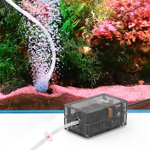 hygger See-Through Air Pump for Aquarium: Oxygen Pump，Silent Powerful Aerator Pump 1.5W 1 Air Outlets Ultra Silent for Small Fish Tank,Hydroponic Systerm, Household Commercial Use - size: 1.5W