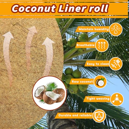 Hamiledyi 118x11.8in Reptile Carpet Coconut Fiber Substrate Large Snake Bedding Coco Liner Roll Mat for Bearded Dragon Tortoise Lizard Habitat Pad Garden Decoration - size: 11.8x118inch