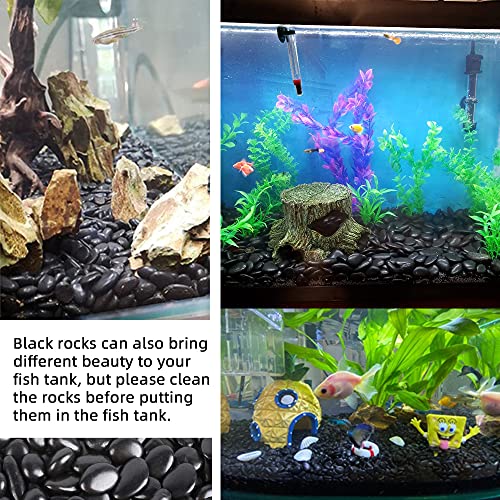 Black Pebbles for Plants 3lb Bulk Bag 0.5"- 1" Aquarium Gravel Decorative Polished Stone Natural River Rocks for Fish Tank… - size: 3LB, style: Black