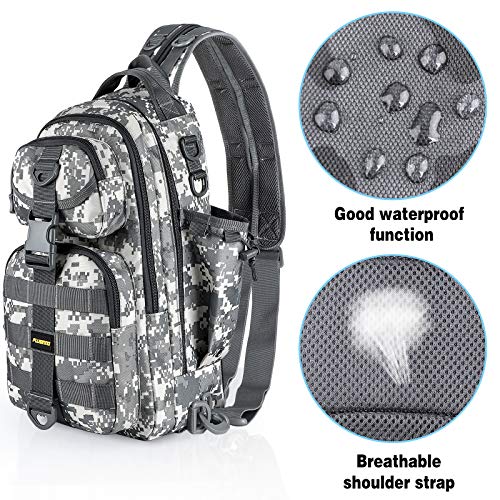 PLUSINNO Fishing Backpack Tackle Bag, Water-Resistant Backpack with Rod Holder, Ideal Shoulder Bag Gifts for Men - color: Acu Single Backpack