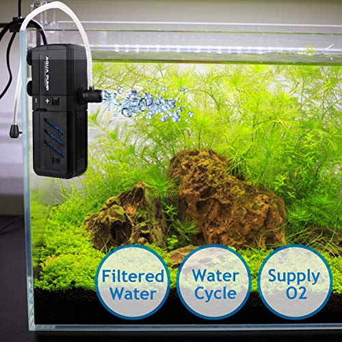 Submersible Aquarium Internal Filter 6W, Adjustable Fish Tank Filter with 132 GPH Water Pump for 1-10 Gallon Fish Tank - size: 132GPH, 6W