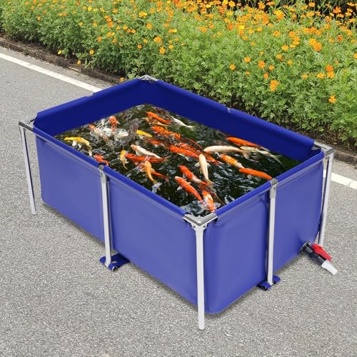 127 Gallon KOI Aquarium Tank Above Ground Fish Pond, Foldable Pool Canvas Fish Pond Reservoir, Portable Koi Breeding Pond Water Storage Tank