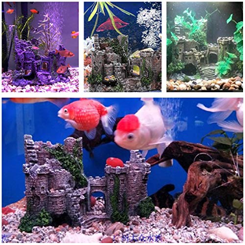 Large Fish Tank Decorations Castle Aquarium Decorations Large Resin Coral Castle Ornaments Fish House Breed Tank Decor for Marine Betta Fish Tank Landscape