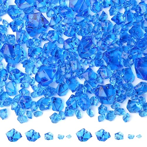 700 Pcs Navy Blue Fake Ice Diamonds Vase Fillers Crushed Gems 5 Sizes for Photography Props DIY Wedding Centerpiece Table Scatter Fish Tank Candlestick Frame Decoration - color: Navy Blue