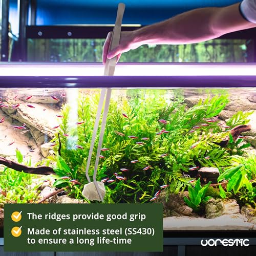 VORESTIC Curved Aquarium Tweezers 23.6 Inch, Stainless Steel Long Tongs for Fish Feeding, Reptile Feeding Tongs, Fish Tank Tool, Terrarium Tweezers, Aquarium Feeder and Aquascaping Tool - color: Silver