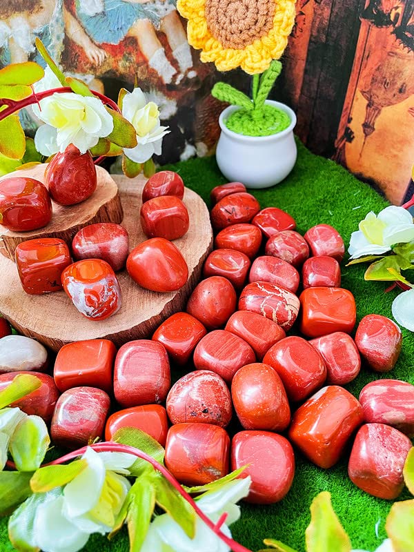 DUQGUHO Red Jasper Healing Crystals Stones Set Natural Tumbled Polished Irregular Pebble Stones Fish Tank Rocks 0.45 lbs - color: 06 Red Jasper