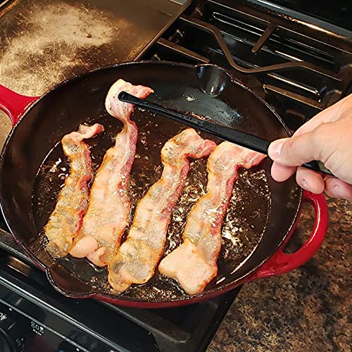 12-Inch Professional Kitchen & Cooking Tweezers Tongs - Stainless Steel Long Tweezer Tongs - Black Coated - BBQ,Plating,Multi-use - color: Black