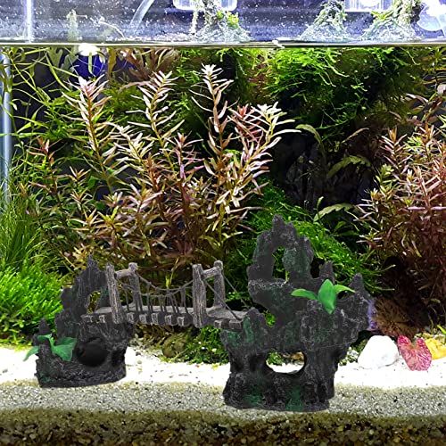 Aquarium Bridge Decorations Rope Bridge Mountains Fish Tank Ornament Aquarium Landscaping Decor