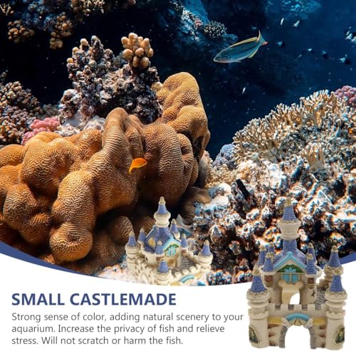 balacoo Fish Tank Castle Decor 5.70X4.33X4.33In Aquarium Underwater Castle Ornament Resin Hideout for Betta Tropical Fish