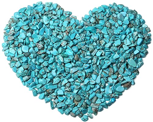 QINJIEJIE Turquoise Crystals Chips Natural Stone Gravel Bulk Crushed Rocks Pieces Polished Quartz Stone 0.55Lbs Decorative Fish Tank Pebbles Vase Filler Irregular Shaped Tumbled Gemstone for Home - color: Turquoise, size: 0.55 Pound