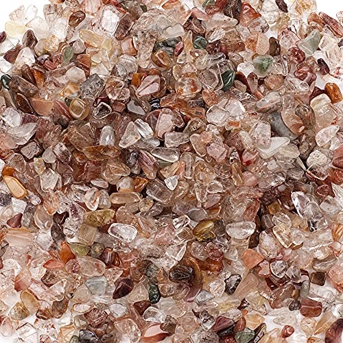 Cherry Tree Collection 1/2 Pound Polished Tumbled Gemstone Chips, Pebbles, Crystal Chips Bulk for Jewelry Making, Healing, Plants, Succulents, Aquariums, Decoration, Chakra (Multi Rutilated Quartz) - color: Multi Rutilated Quartz
