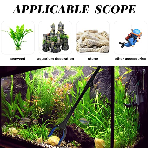 Fish Tank Accessories - 31" Aquarium Tweezers Grabber for Aquarium Landscaping Decoration Grab and Place Garbage Cleanup Foldable Gripper Multi-Function Mobility Aid Reaching Assist Tool(Yellow)