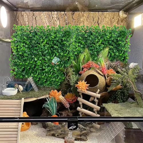 Rainmae 2Pack Faux Grass Mat Fake Turf Hermit Crab Climbing Wall, Hermit Crab Climbing Toys, Plastic Aquarium Plants Lawn Hermit Crab Supplies Climbing and Hide Toy for Gecko Reptile Lizard 10x10 inch - color: 2 Pack