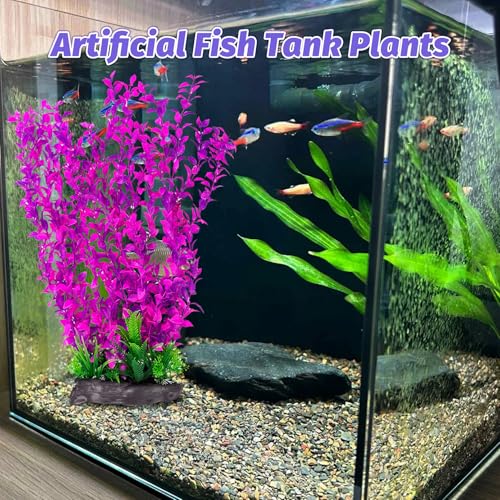 Hamiledyi Aquarium Plastic Plants Aquarium Decor Artificial Fish Tank Plants,Tall Fish Tank Decorations, Extra Large Aquarium Plant 20.4-inch Tall,1PCS - color: E, size: 20.4 in
