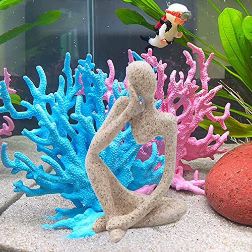 Oooct Sandstone Thinker Statue Fish Tank Decor Small Fish Aquarium Decorations Fish Tank Abstract Aesthetic Decorative Ornaments - color: Thinker Statue
