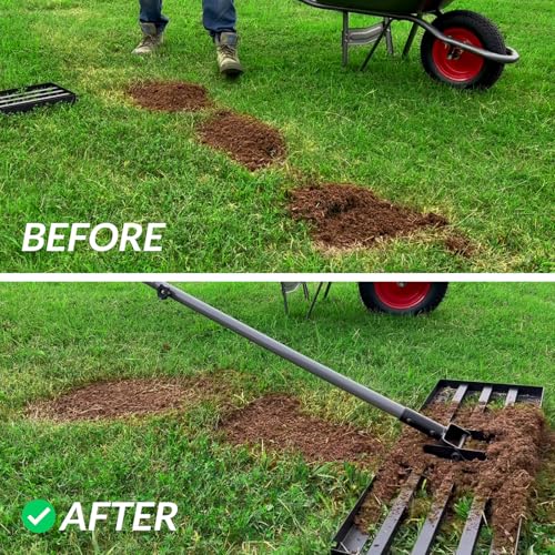 Walensee Lawn Leveling Rake, 30"x10" Heavy Duty Lawn Leveler Tool with 7FT Steel Handle, Levelawn Landscape Rake for Topdressing, Soil, Sand, Dirt, Backyard, Garden, Golf Course - size: 7FT 30"x10"