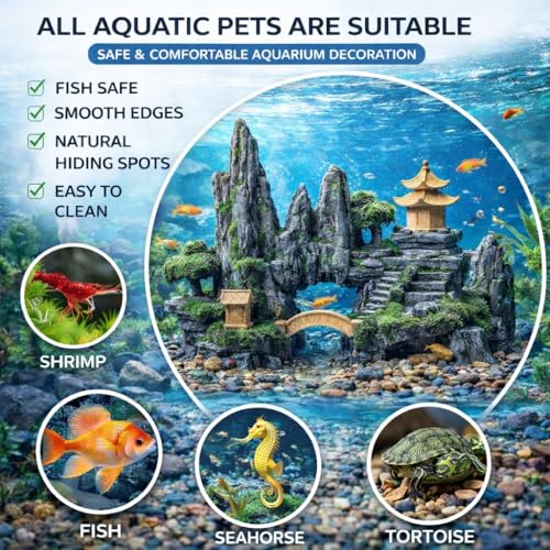 Large Aquarium Ornament Decorations Fish Tank Landscape (Mountain Cave)