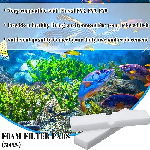 Ziliny 30 Packs Aquarium Foam Filter Media Filter Pads Compatible with Fluval Fx4 Fx5 Fx6 Cartridge Filters 30ppi Replacement White Pads - size: Fx4 Fx5 Fx6