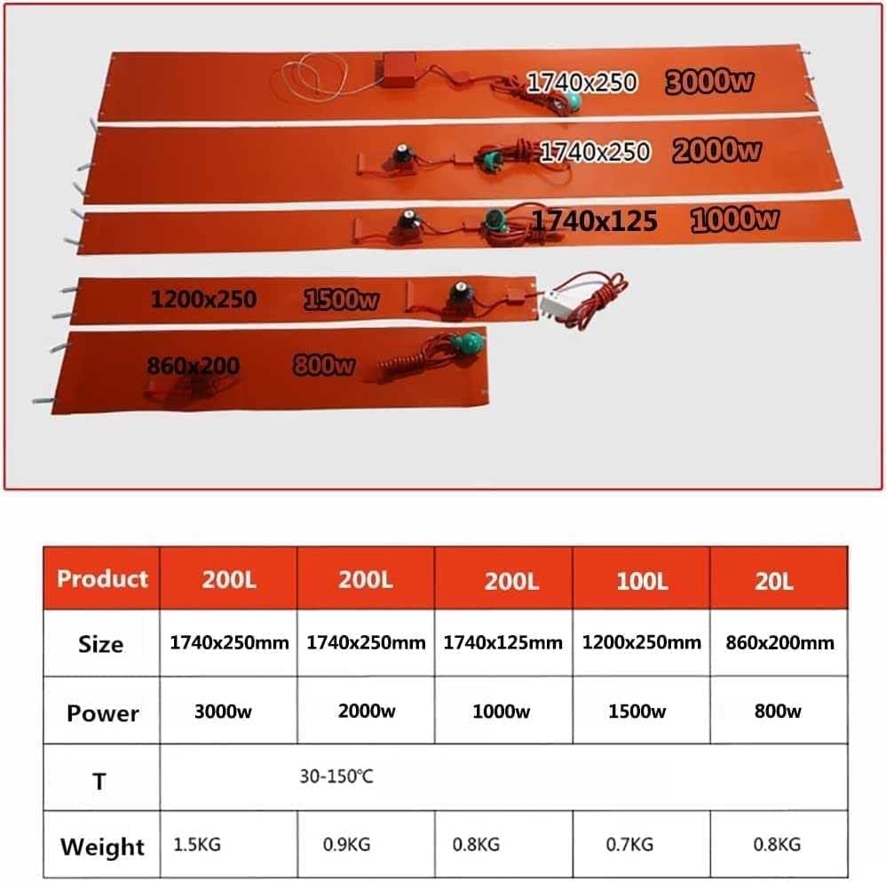 Silicone Rubber Adjustable Thermostat, Easy-Operation Electric Heat Pack Heating Pad, Gas Tank Heaters For Heating And Tracing, Double Layer Reinforce(Size:100L 1200*250mm 1500W,Color:Digital display) - color: Digital Display, size: 100L 1200*250mm 1500W