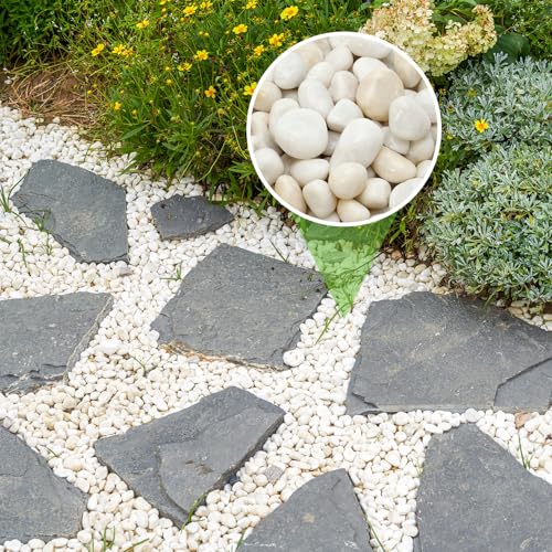 Mr. Fireglass 5lb White River Rocks, 3/8 inch Natural Decorative Polished Pebbles Aquarium Gravel Stones for Landscaping, Indoor Plants, Vase, Succulent, Fish Tank - color: White, size: 3/8 inch, 5 lb
