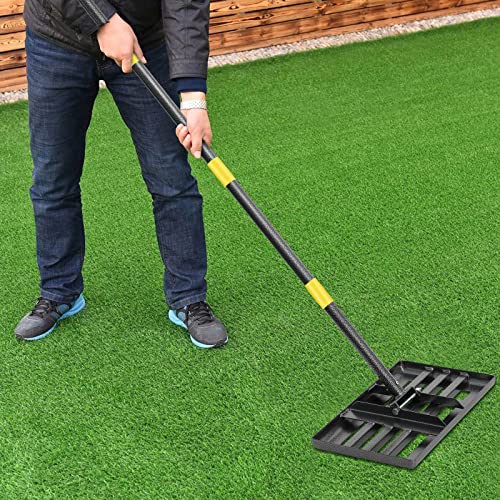 Lawn Leveling Rake,17"x10" Lawn Leveler Tool for Lawns with 6FT Ergonomic Handle,Heavy Duty Leveling Rakes for Lawns,Yard Garden Golf Course, Ease Level Soil Sand Dirt Surfaces… - style: 6 FT