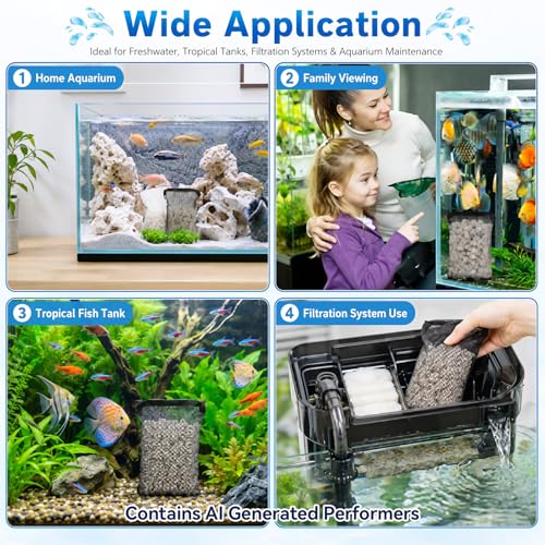 MAQIHAN 10pcs Aquarium Filter Media Bags - Mesh Filter Bags Reusable Bags with Zipper for Activated Carbon Ceramic Rings Filter Balls Fish Tank Pond 5.9 X 7.8 Inch