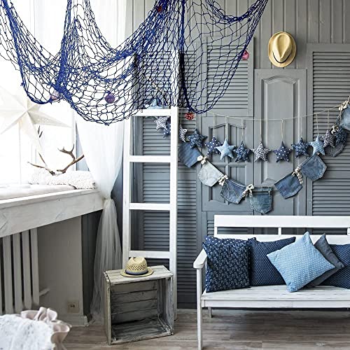 79 x 59 inch Nature Fish Net Wall Decoration with Shells, Ocean Themed Wall Hangings Fishing Net for Beach Party,Wedding,Photographing Decoration - color: 1pack Blue(no Shells)