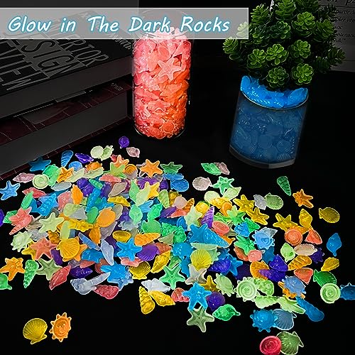 Kaiyuan Dynasty 300pc Fish Tank Glow Rocks Glow in The Dark Pebbles Glowing Rocks for Aquarium Luminous Pebbles for Fish Bowl,Garden,Ponds Decor,Blue (0.8-1.2") - color: Blue, size: 300